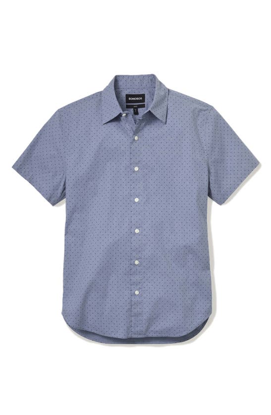 Shop Bonobos Riviera Dot Print Short Sleeve Stretch Cotton Button-up Shirt In Salt Pond Dot