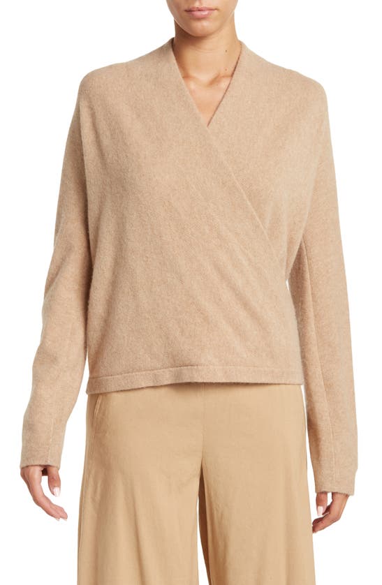 Vince Wrap Front Cashmere Sweater In Desert Clay