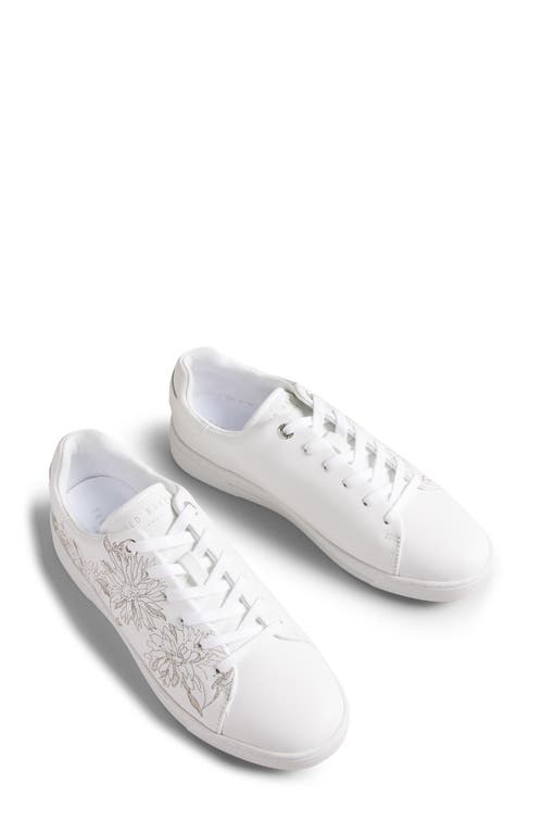 Ted Baker London Alline Embroidered Cupsole Sneaker in Silver