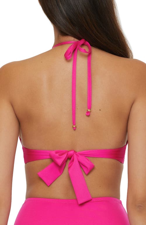 Trina Turk Womens Braided Trim Halter Bikini Swim Top In Pink Parade