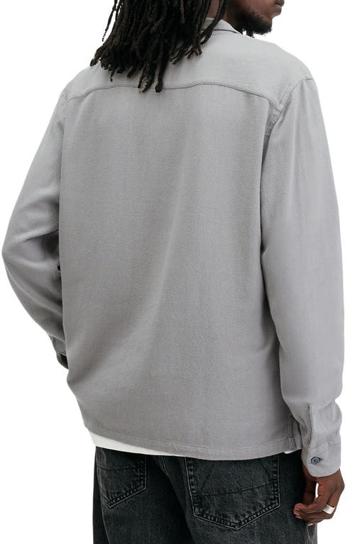 Shop Allsaints Cudi Textured Long Sleeve Camp Shirt In Radio Grey