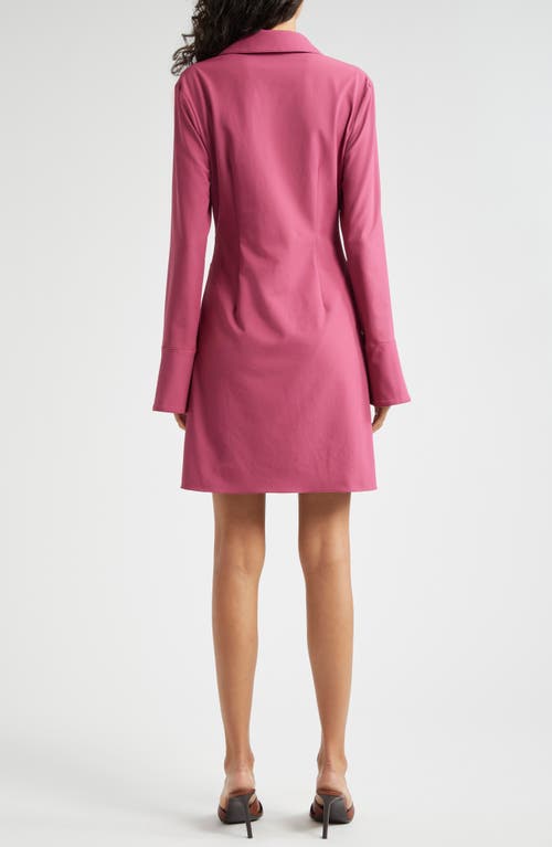 Shop Cinq À Sept Mckenna Front Twist Long Sleeve Mini Shirtdress In Dark Ube