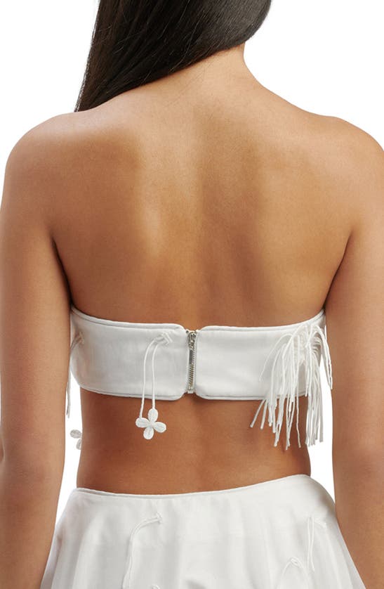 Shop Bardot Marcelle Fringe Accent Bandeau Crop Top In Orchid White