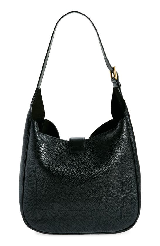 Shop Tom Ford Medium Monarch Leather Hobo Bag In Black