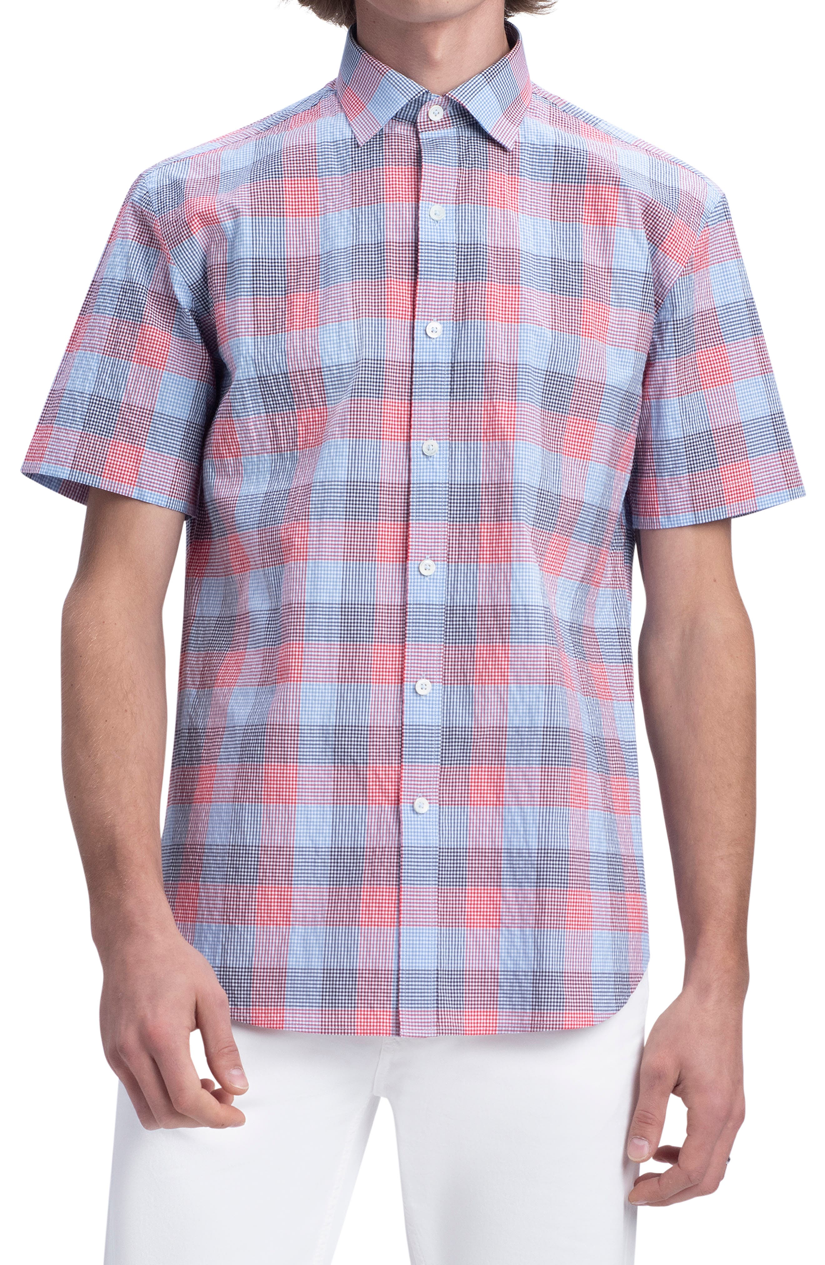 Short Sleeve Stretch Cotton Button-Up 