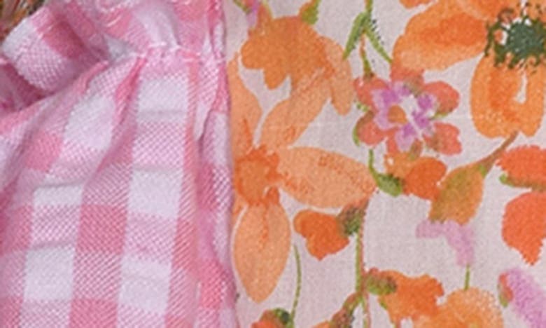 Shop Bonnie Jean Floral Ruffle Cotton Crossback Romper In Orange