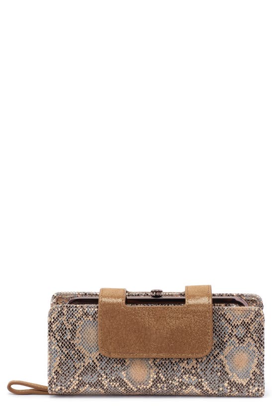 Hobo Nancy Leather Continental Wallet In Metal Snake