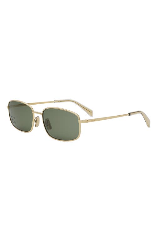 Shop Celine Triomphe 60mm Rectangular Sunglasses In Shiny Endura Gold/green