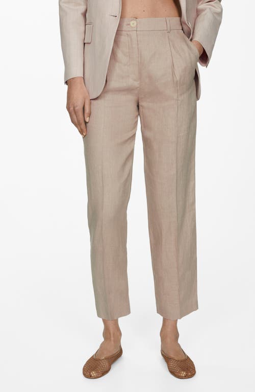 Shop Mango Brunoli Linen Ankle Straight Leg Pants In Light Beige