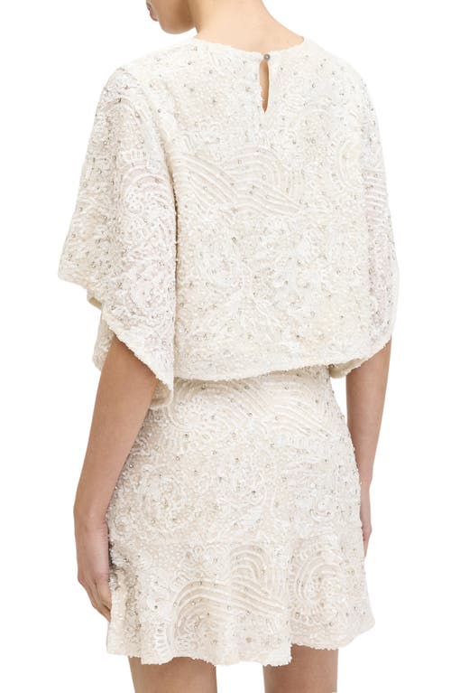Allsaints Ivy Embellished Cropped Top In Ecru White
