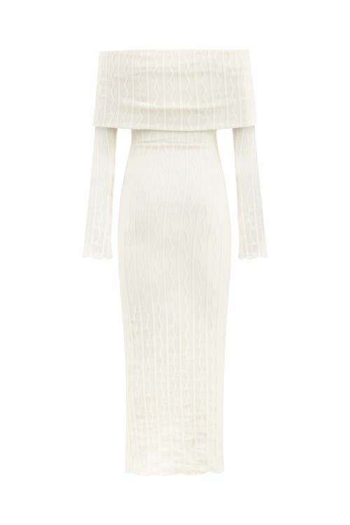 Nocturne Off The Shoulder Layered Design Dress In Ivory