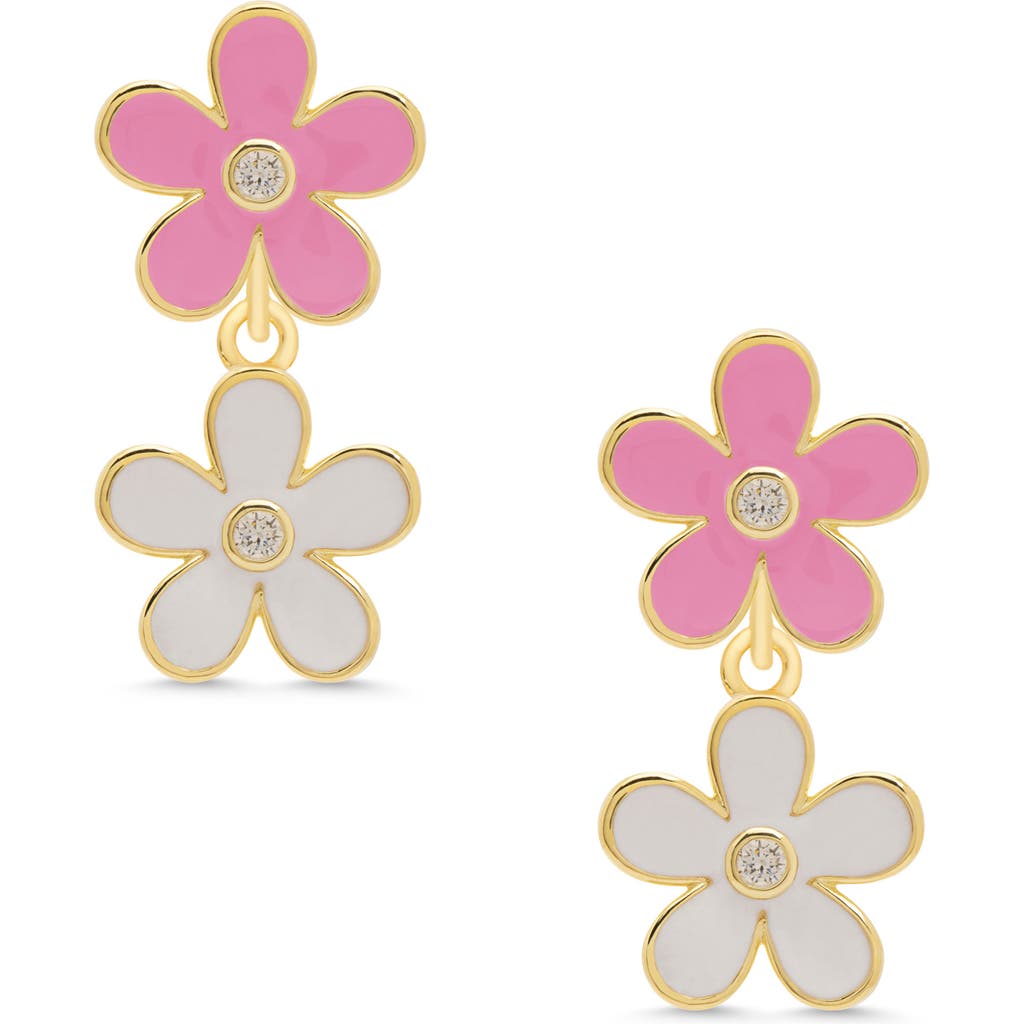 Lily Nily Kids' Double Floral Drop Earrings In Pink/white