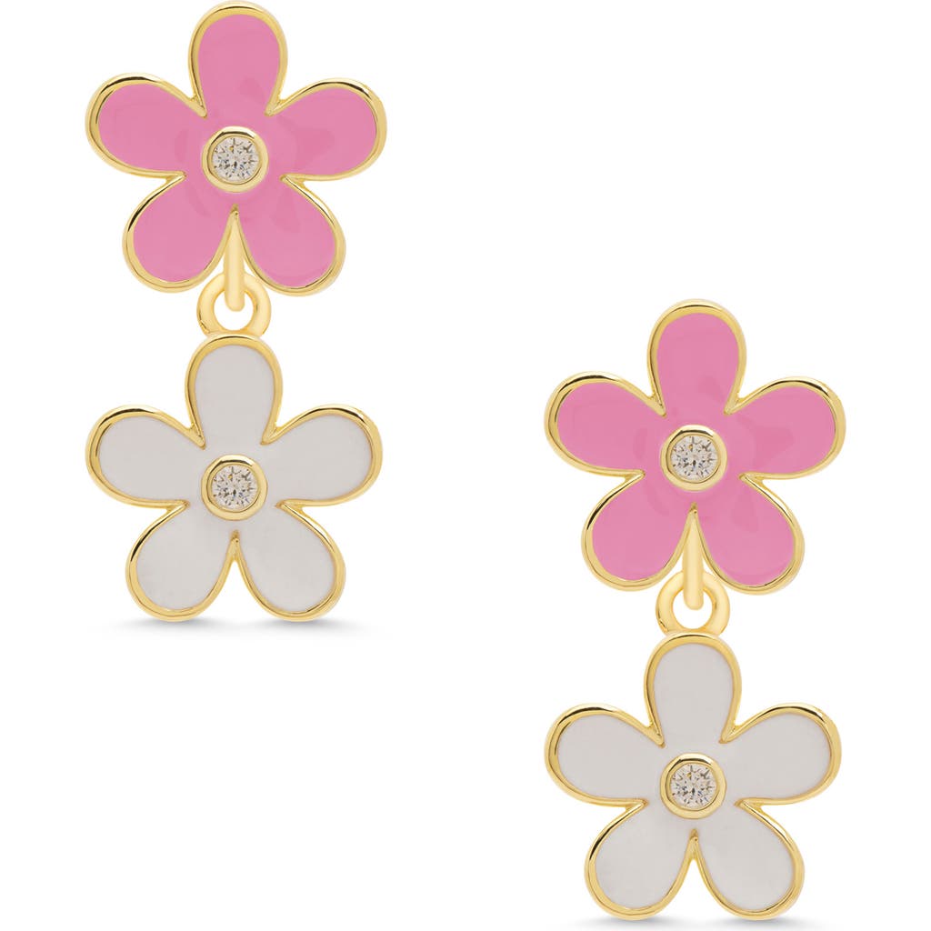 Lily Nily Kids' Double Floral Drop Earrings In Pink/white