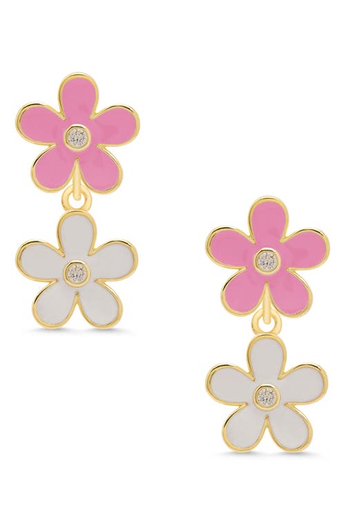 Shop Lily Nily Kids' Double Floral Drop Earrings In Pink/white