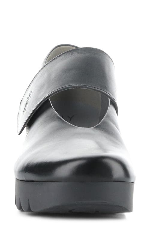 Fly London Vari Mary Jane Platform Wedge Pump In Black Burn