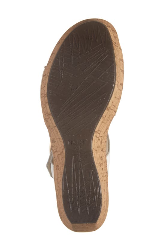 Naot Breezy Platform Wedge In Beige Nubuck/ White Leather