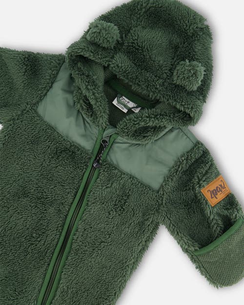 Shop Deux Par Deux Baby Boy's Baby One Piece Plush Forest Green In Kombu Green