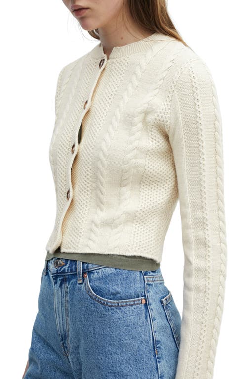 MANGO MANGO MIXED STITCH COTTON BLEND CROP CARDIGAN 