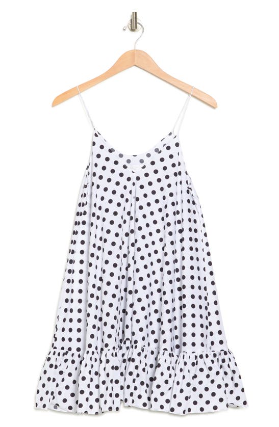 Caroline Constas Laurel Polka Dot Trapeze Dress In White/ Black Polka Dot