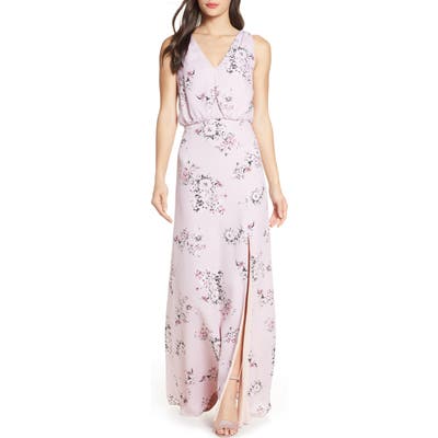 Wayf The Bella Floral V-Neck Slit Maxi Dress