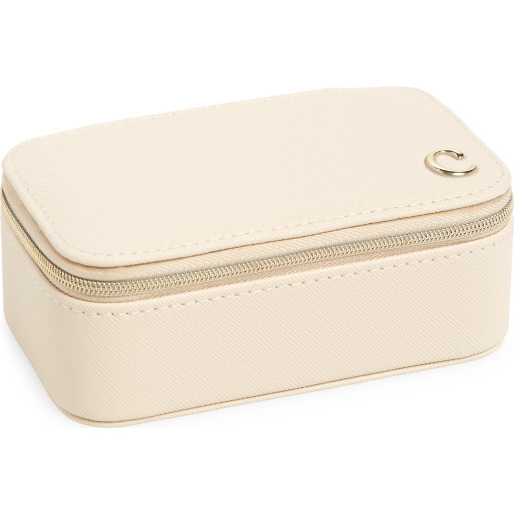 Nordstrom Initial Rectangular Jewelry Box In C- Cream- Gold