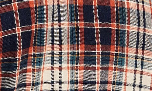 Lucky Brand Indigo Plaid Flannel Snap-up Western Shirt In Indigo Red Plaid