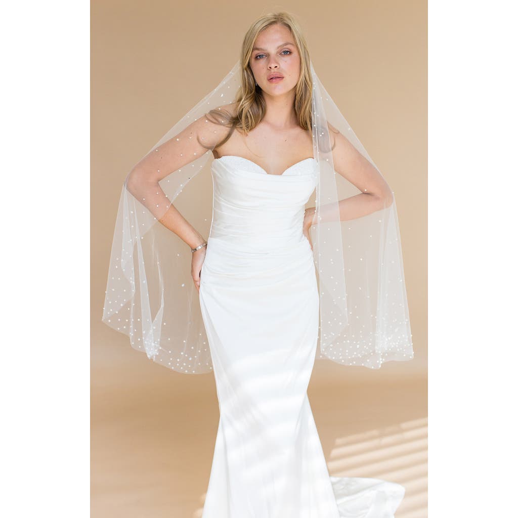 Brides And Hairpins Brides & Hairpins Nebula Imitation Pearl & Crystal Fingertip Veil In Ivory