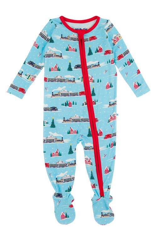 RuggedButts All Aboard Fitted Footie Pajamas in Blue 