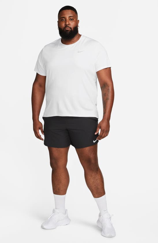 Shop Nike Dri-fit Uv Miler Short Sleeve Running Top In White/ Reflective Silver