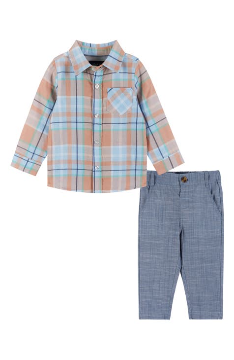 Plaid Button-Up Shirt & Pants Set (Baby)