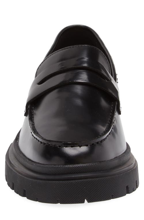 Steve Madden Zaccai Lug Sole Penny Loafer In Black