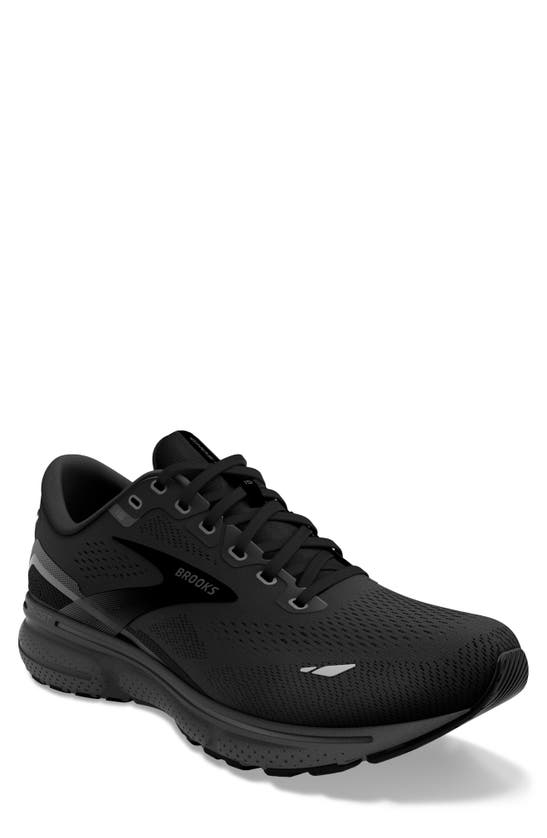 Brooks Men's Ghost 15 Running Sneakers From Finish Line In Black/ Black/ Ebony