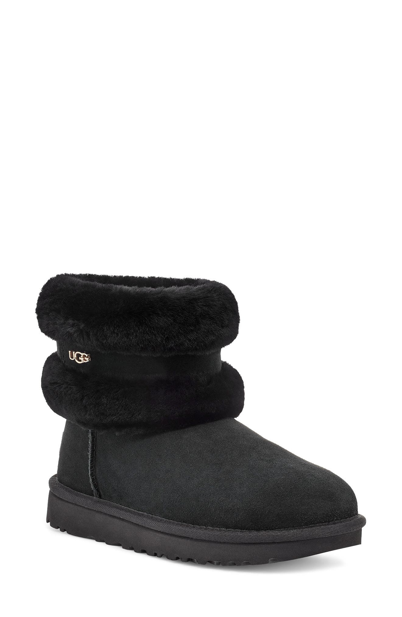 UGG | Classic Mini Fluff Genuine Shearling Belted Boot | Nordstrom Rack