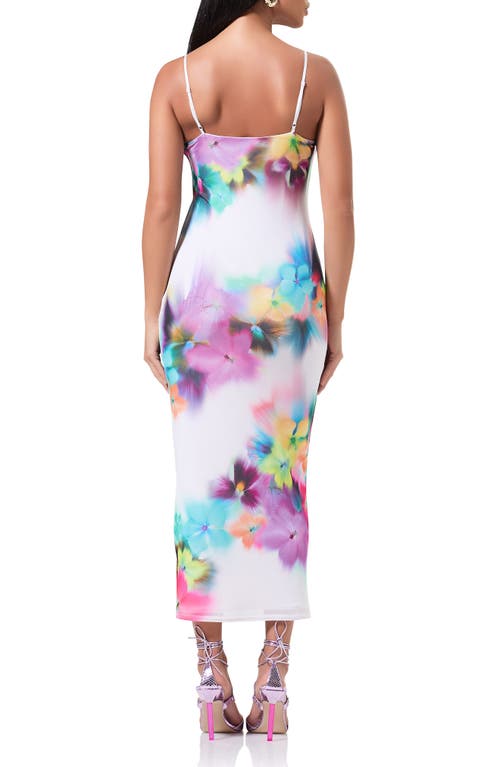 Shop Afrm Amina Print Slipdress In Blur Pansy