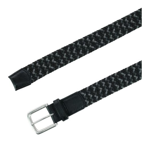Trafalgar Men's Chandler Woven Rayon Leather Belt In Black And Grey