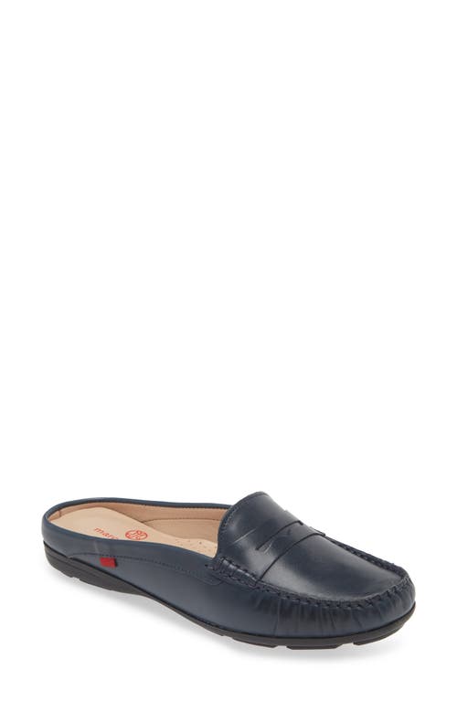 Shop Marc Joseph New York Rosemary Leather Penny Loafer Mule In Navy Napa