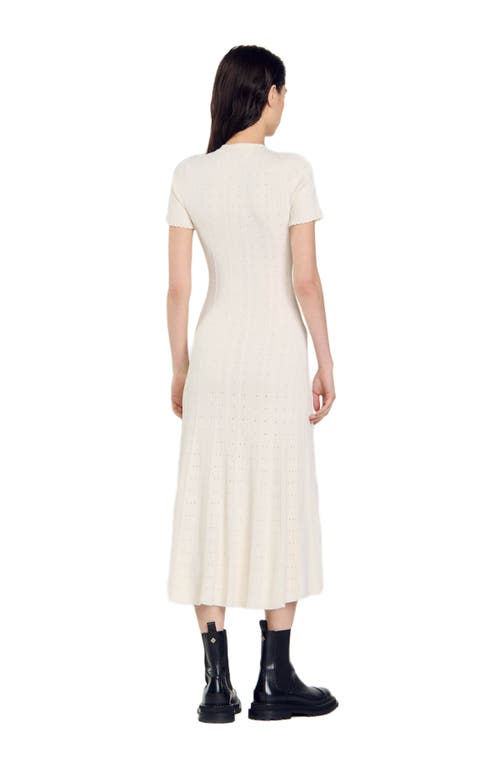 Shop Sandro Knit Maxi Dress In Ecru