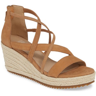 Eileen Fisher Wanda Cross Strap Wedge Sandal, Beige