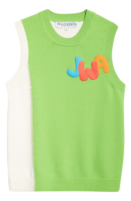 Jw Anderson Colorblock Cotton Blend Sweater Vest In Green