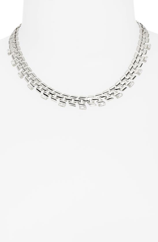 Shop Nordstrom Chunky Geometric Cubic Zirconia Chain Necklace In Clear- Rhodium