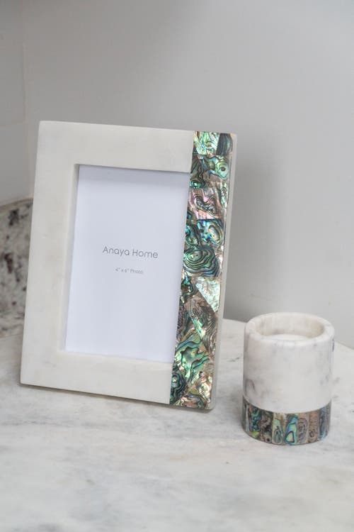 Anaya Rainbow Pearl Marble Picture Frames In White