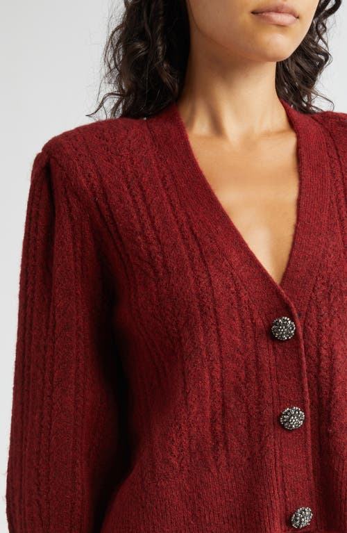 Shop L Agence L'agence Talullah Jeweled Button Cardigan In Syrah