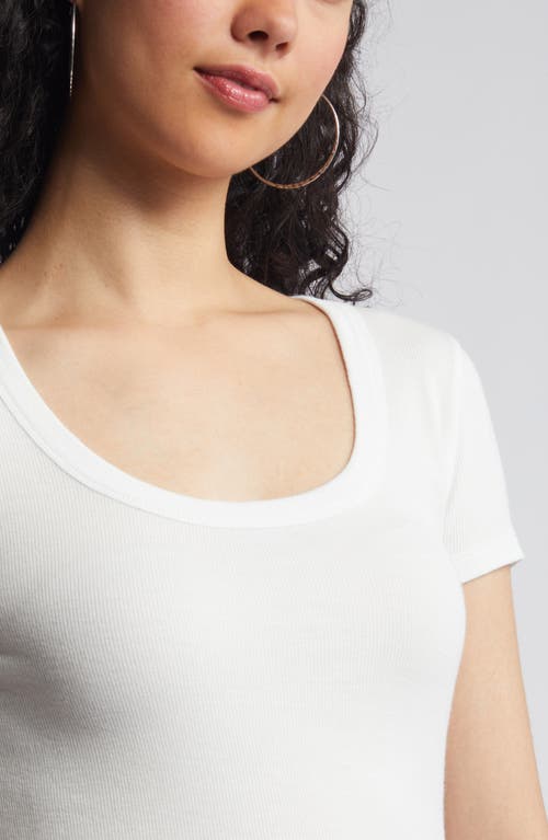 Bp. Rib Scoop Neck T-shirt In White Blanc