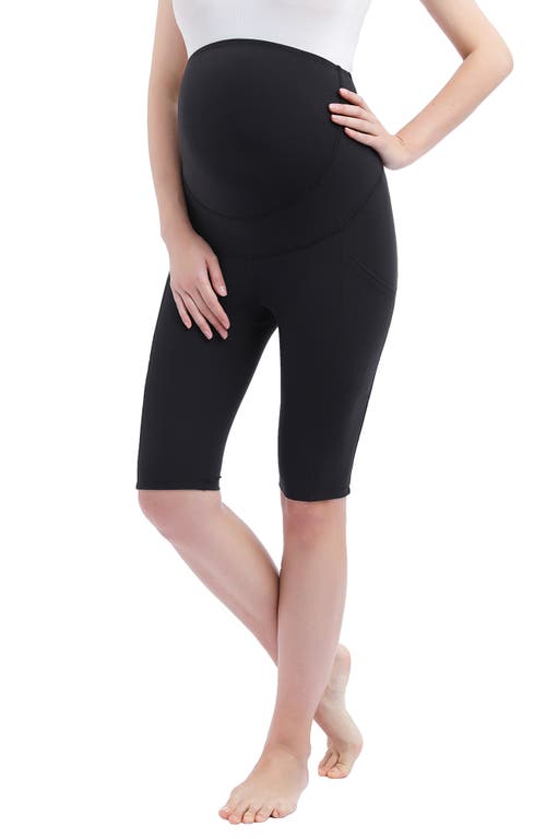 Kimi and Kai Flo Belly & Back Support Pocket Maternity Capri Tights in Black
