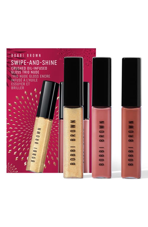 Shop Bobbi Brown Crushed Oil Infused Hydrating Lip Gloss Trio Holiday Gift Set $66 Value In Nude