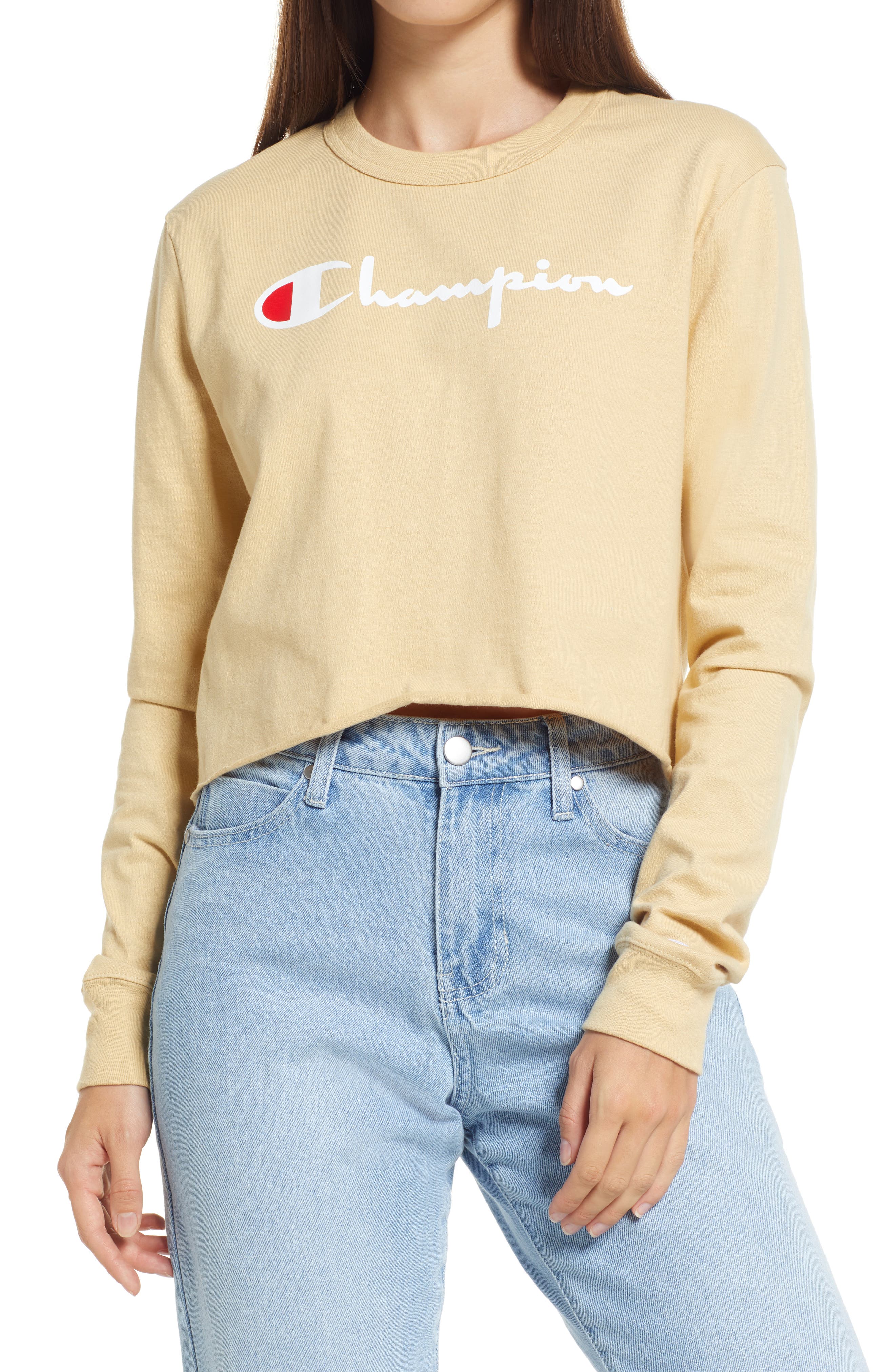 champion crewneck tan