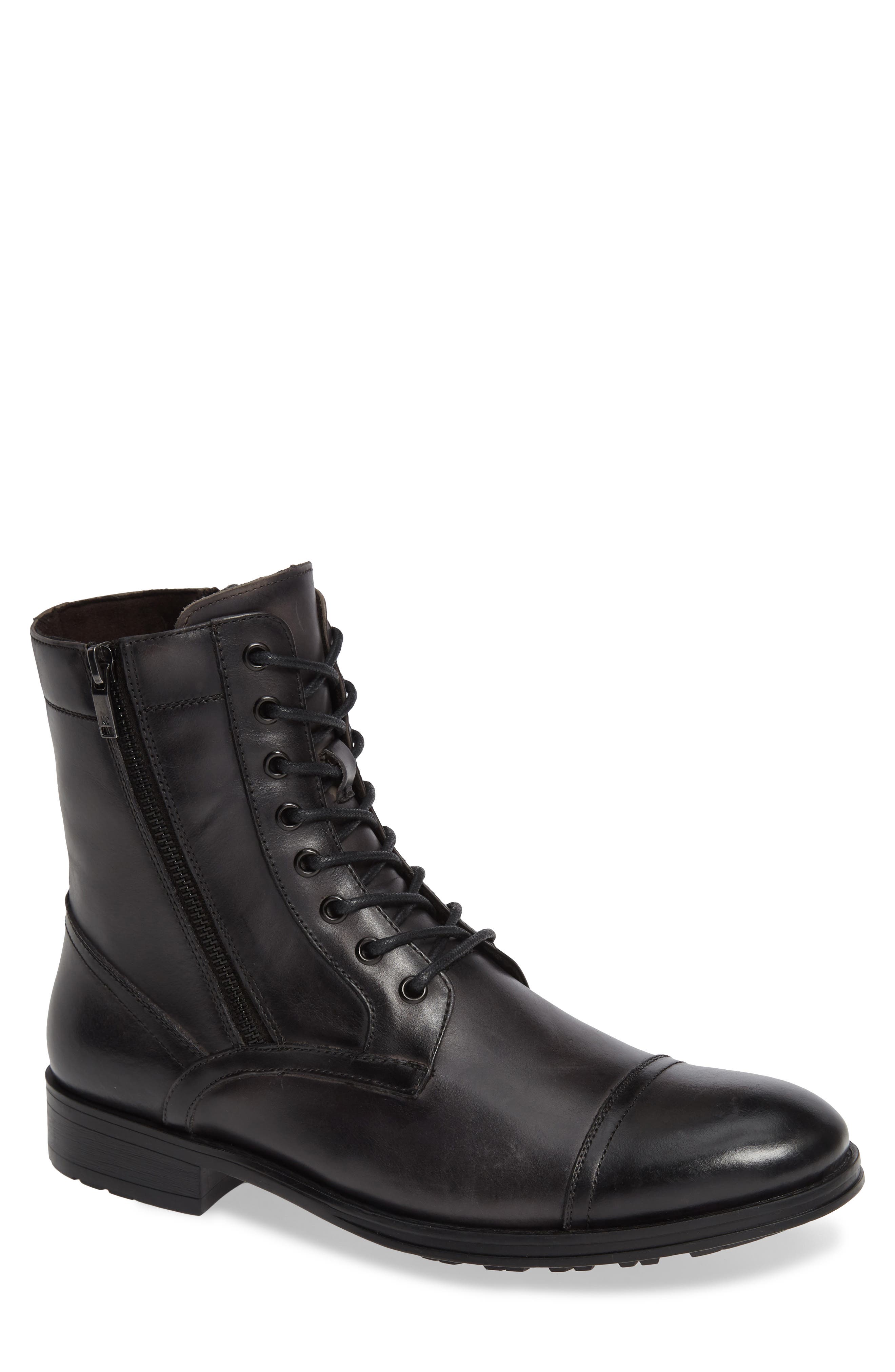 cap toe boots black