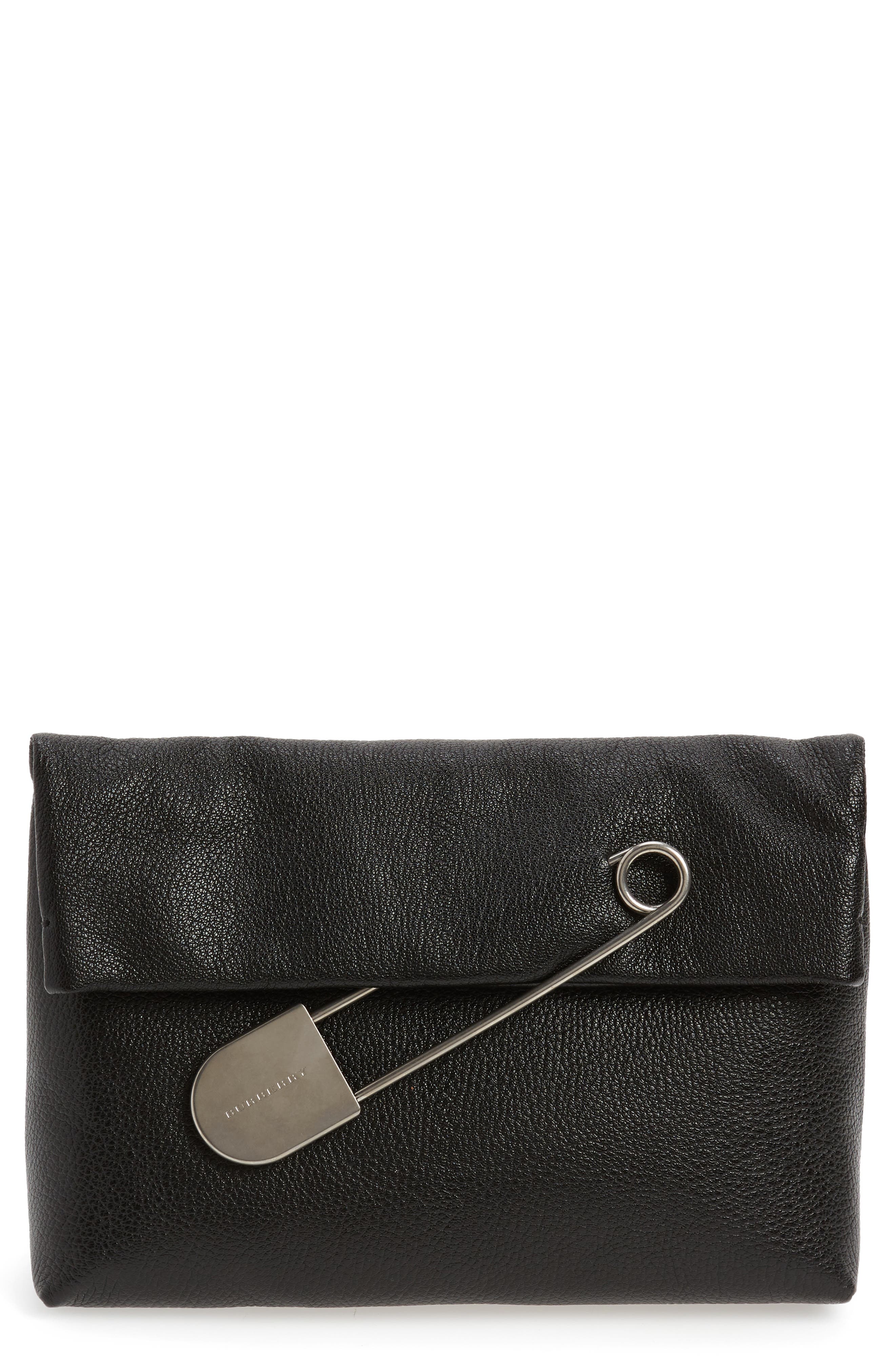 Safety Pin Leather Clutch 