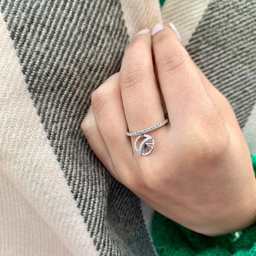 Luvmyjewelry Moon Phases Sterling Silver Diamond Charm Ring In Silver