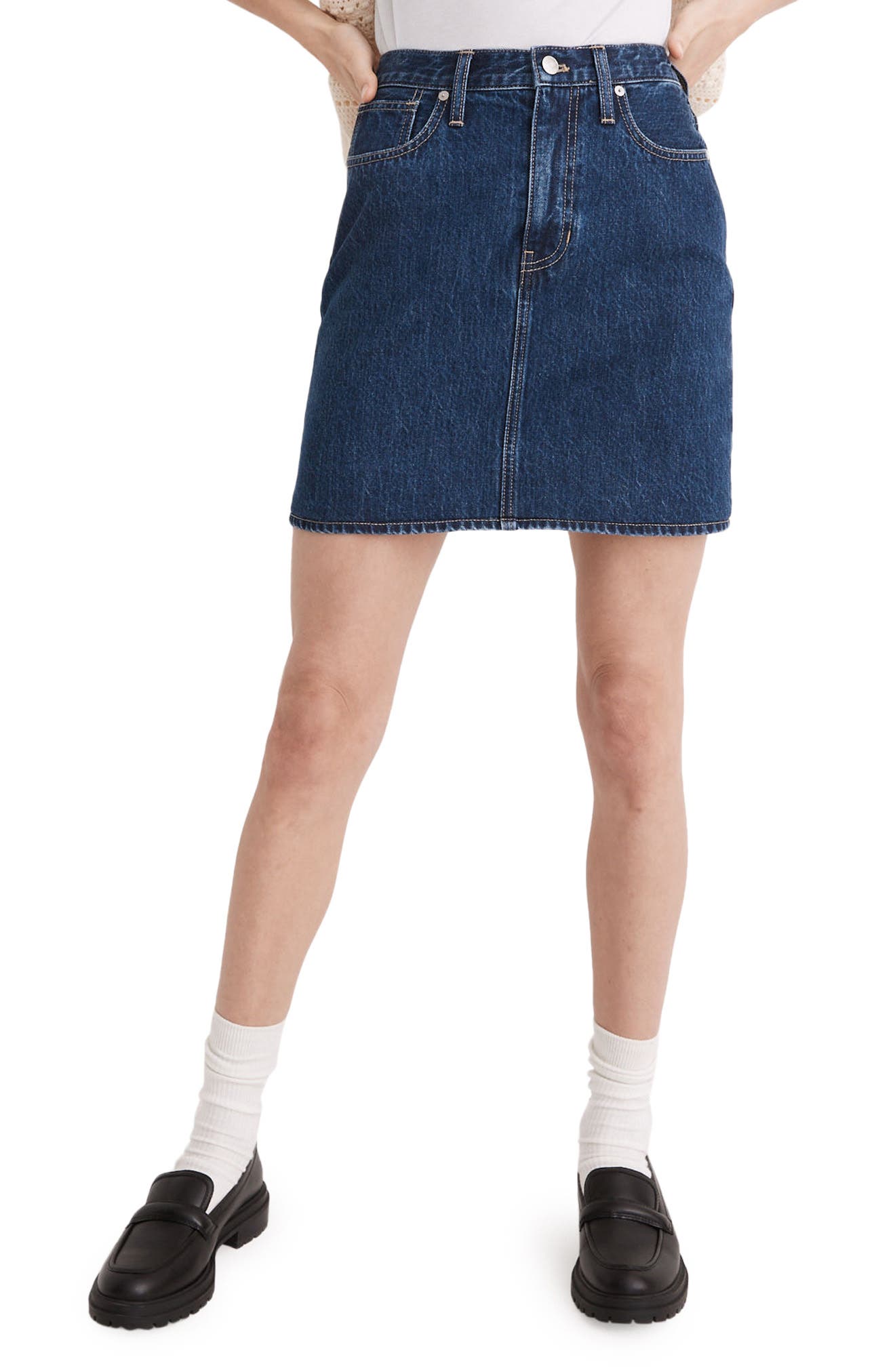 darkwash Stretch Maxi Skirt UK 8-20 High Waist Long Denim Skirt 
